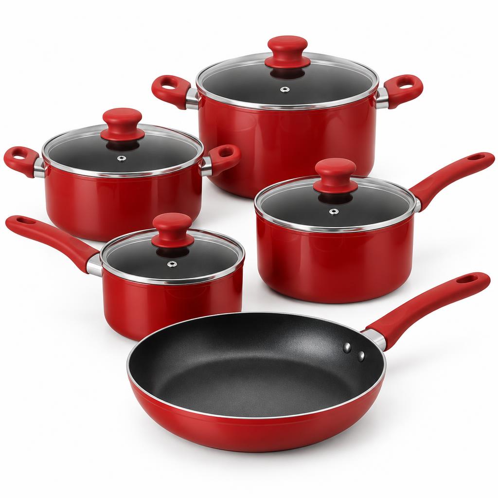 Red Non-Stick Cookware Set