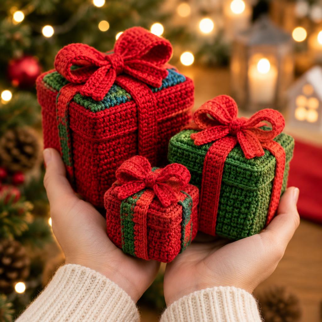 Crochet Christmas Gift Boxes