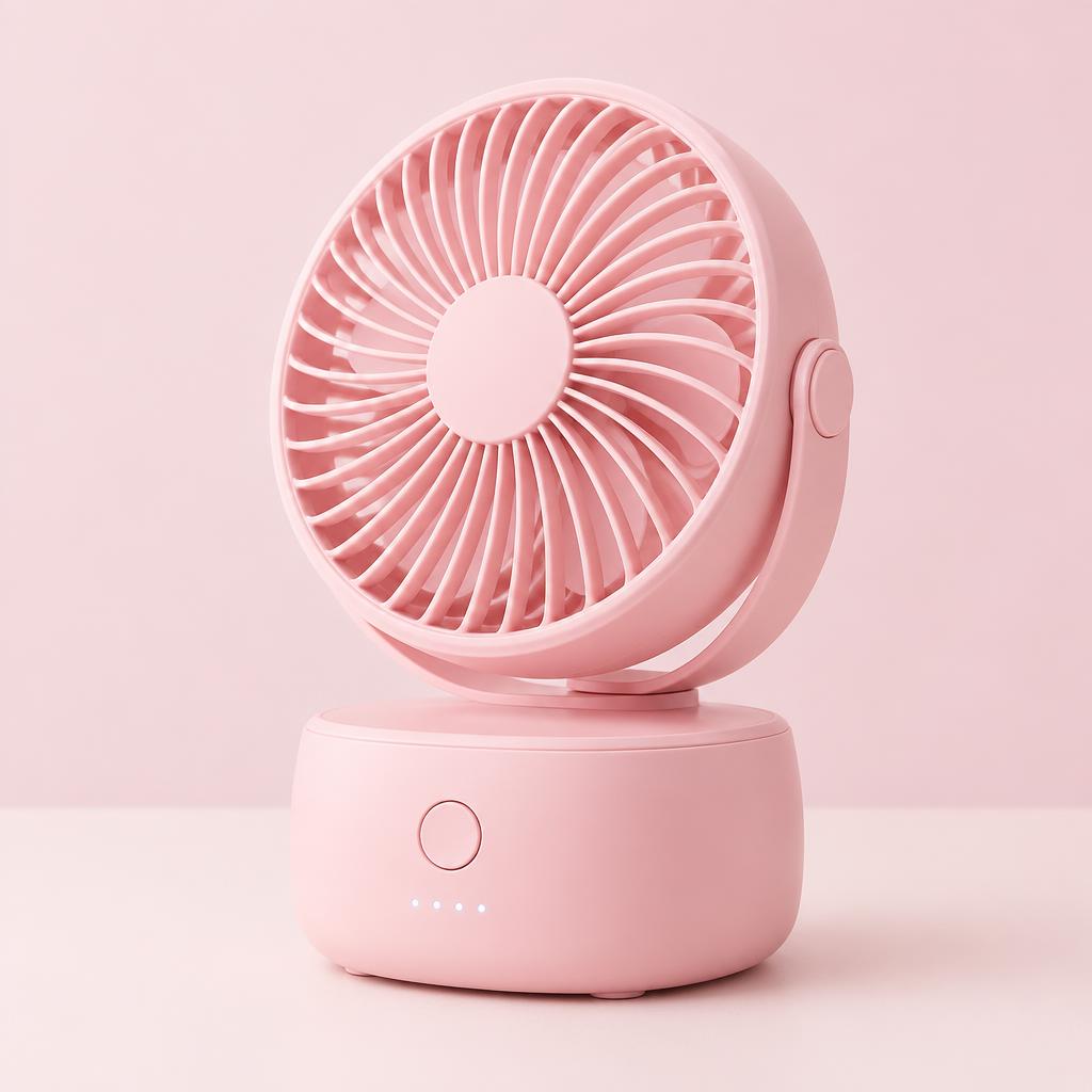 Pink Rechargeable Desk Fan
